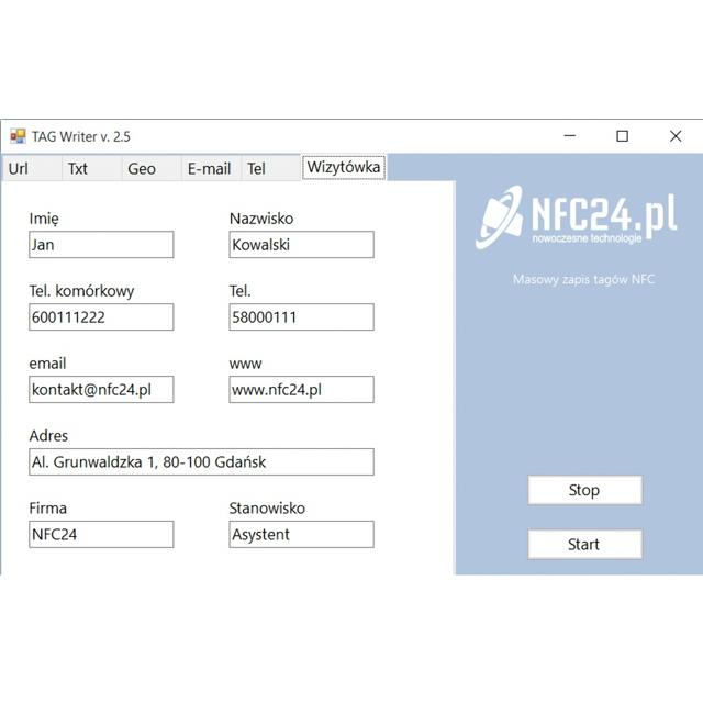 wizytówka NFC oprogramowanie